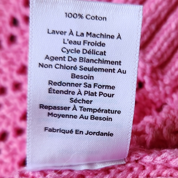 Talbots Open Knit Raglan Long Sleeve Pink Sweater Size Petite Medium - Picture 7 of 12